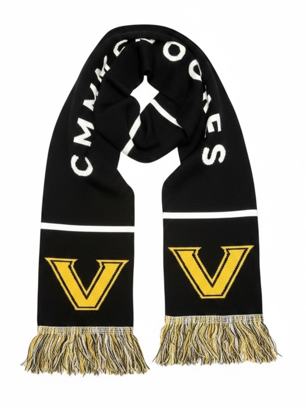 Vanderbilt University Commodores Winter Knit Scarf Gold White Black Unisex